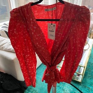 Puff sleeve Zara top.